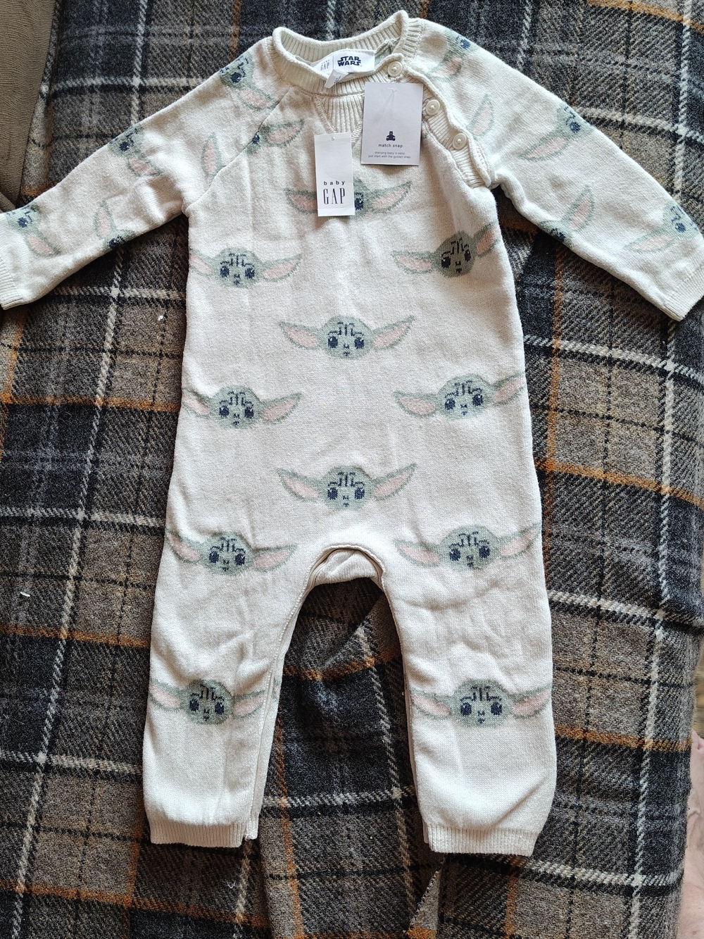 GAP Cream Star Wars 'Baby Yoda' Knit One-Piece